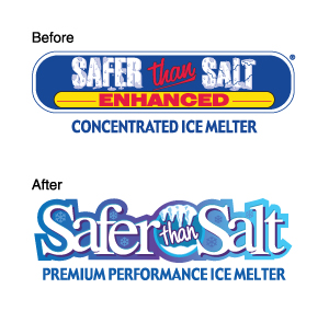 Longbotham's redesign of the Safer than Salt logo is distinctive and engaging.