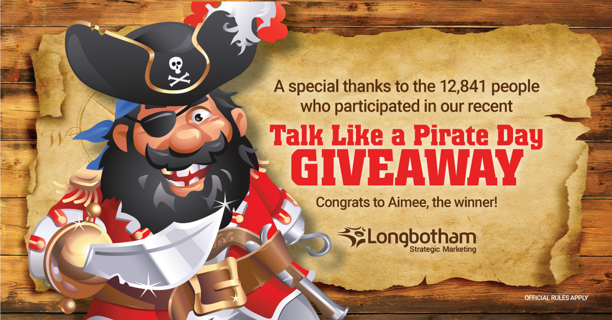 Congratulations to the Winner of our Talk Like a Pirate Day Giveaway
